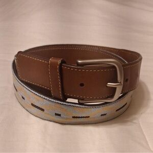 La Matera Pinamar Woven Brown Leather Belt with Patterned Design size 36